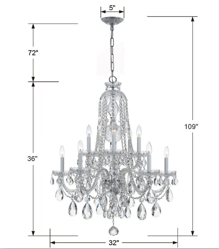 Crystorama Crystorama Traditional Crystal 10 Light Spectra Crystal Polished Chrome Chandelier