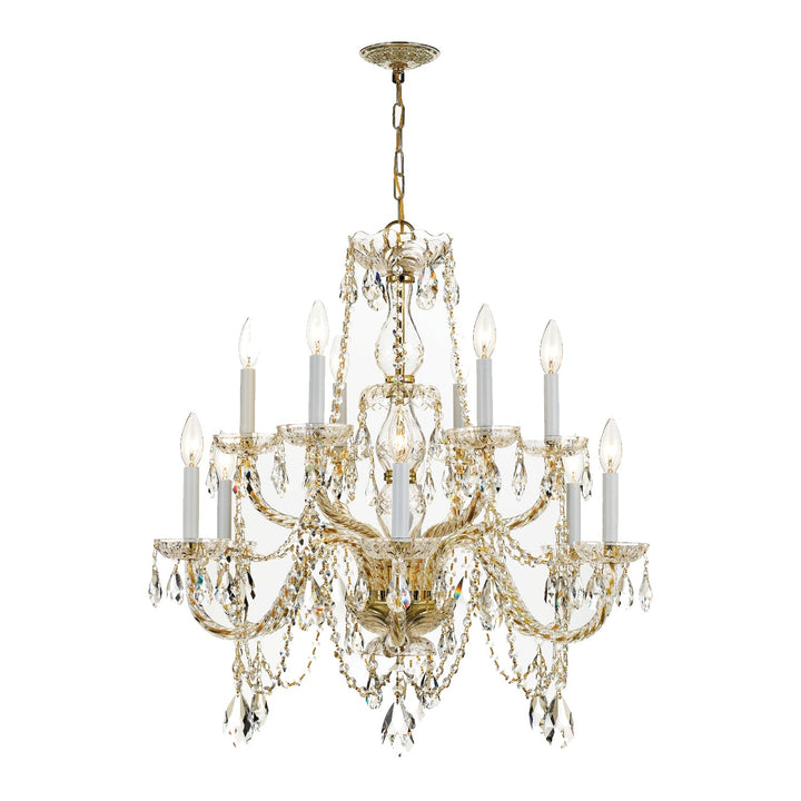Crystorama Crystorama Traditional Crystal 12 Light Spectra Crystal Polished Brass Chandelier