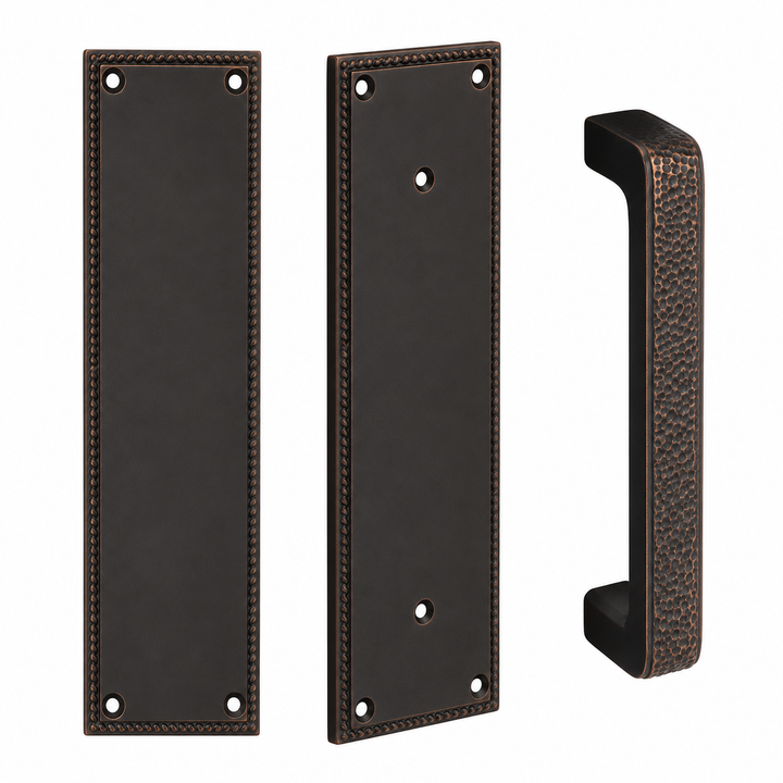12 Inch Solid Brass Knoxville Arts & Crafts Push & Pull Door Set