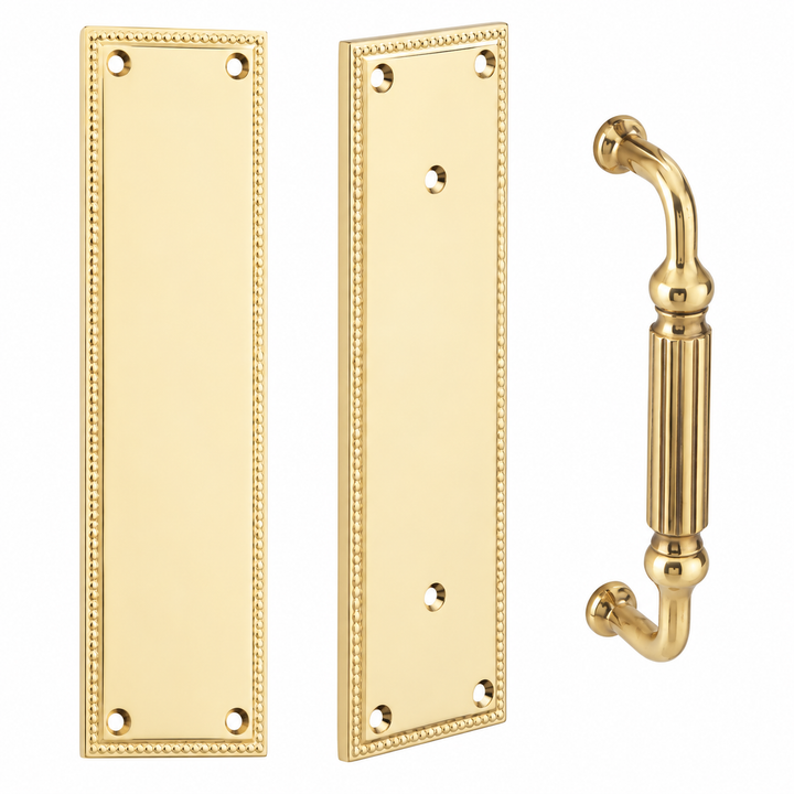12 Inch Solid Brass Knoxville Push & Pull Door Set