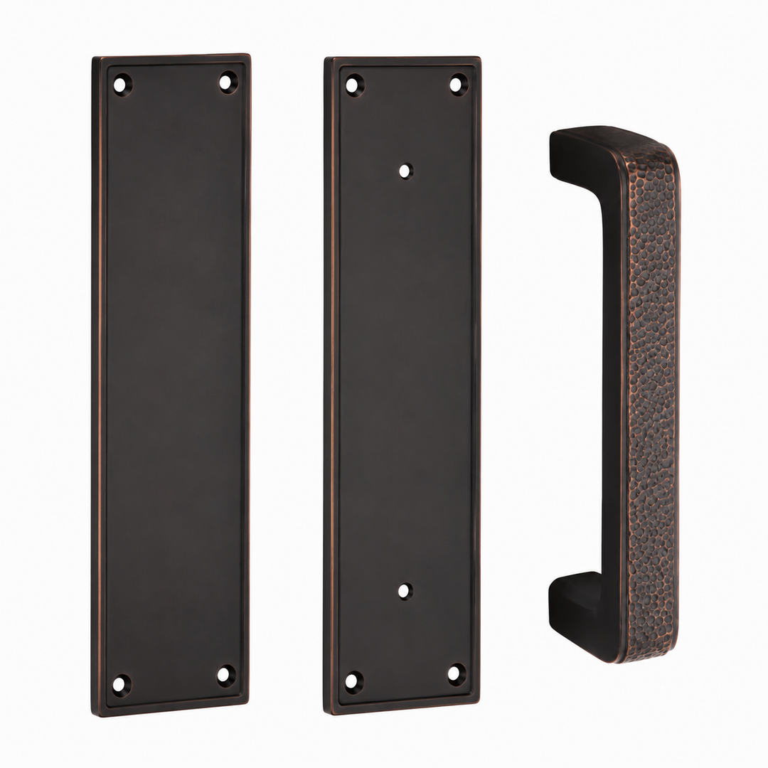 12 Inch Solid Brass Modern Arts & Crafts Push & Pull Door Set