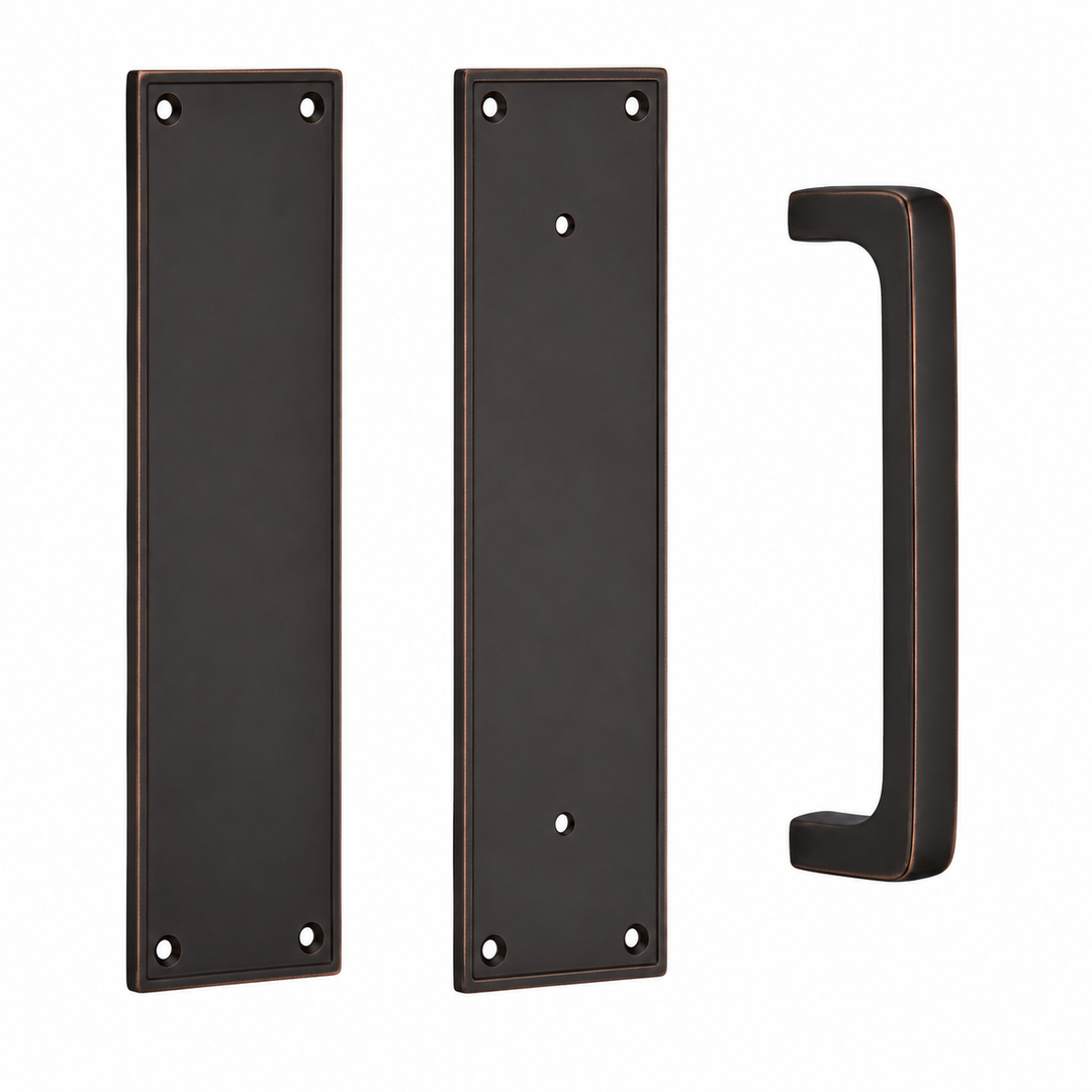 12 Inch Solid Brass Modern Brisbane Push & Pull Door Set