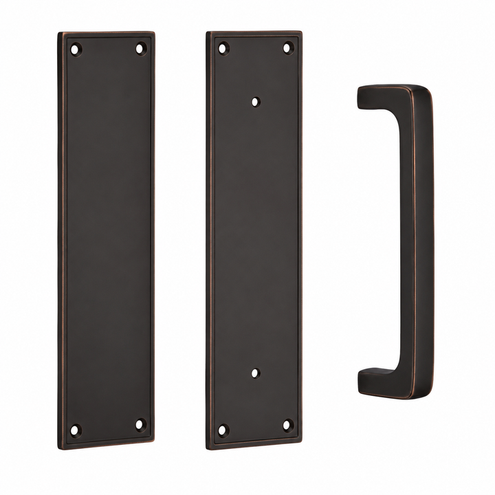 12 Inch Solid Brass Modern Brisbane Push & Pull Door Set