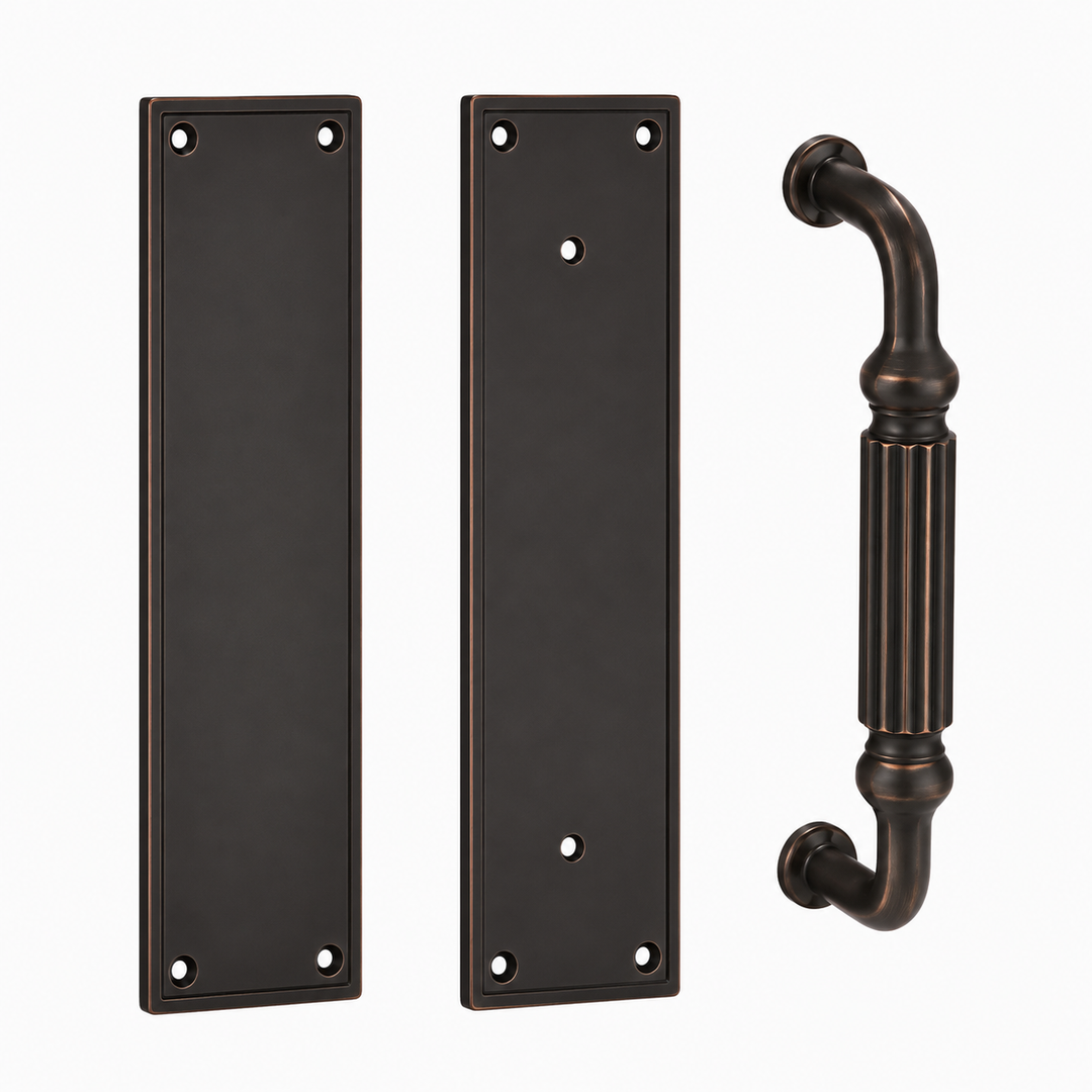 12 Inch Solid Brass Modern Knoxville Push & Pull Door Set