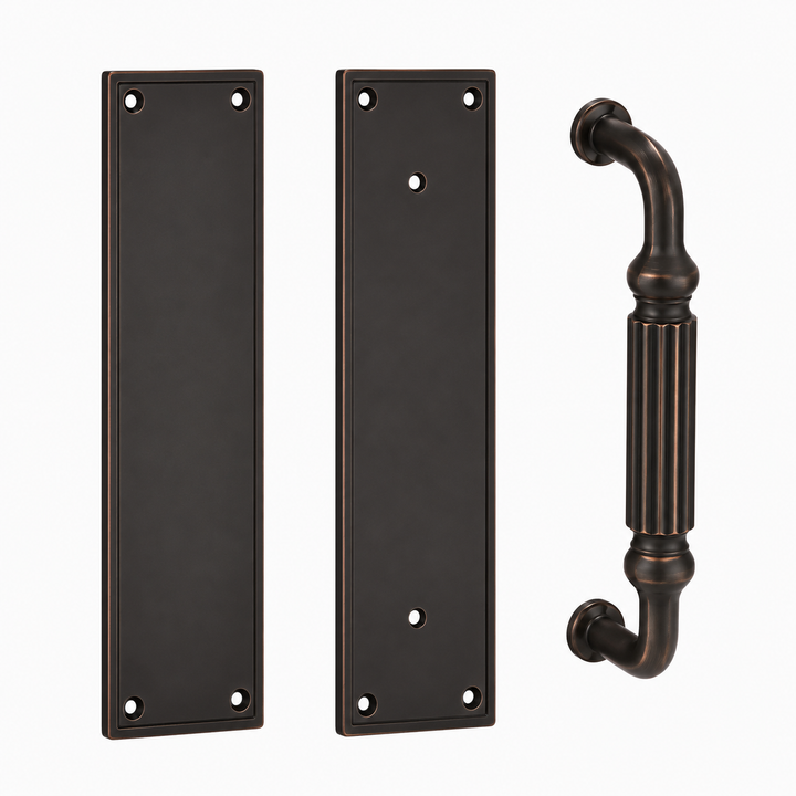 12 Inch Solid Brass Modern Knoxville Push & Pull Door Set