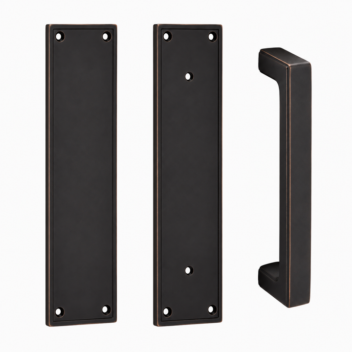 12 Inch Solid Brass Modern Wilshire Push & Pull Door Set