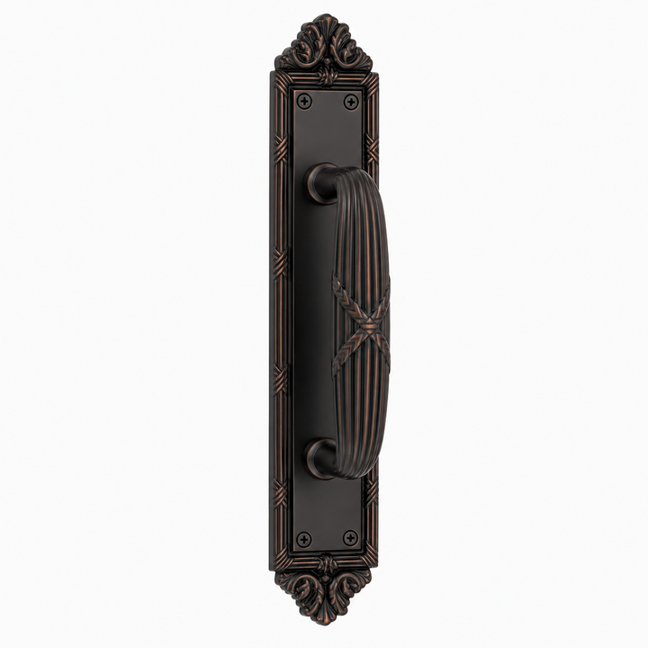 13 3/4 Inch Solid Brass Ribbon & Reed Door Pull (Several Finishes Available)