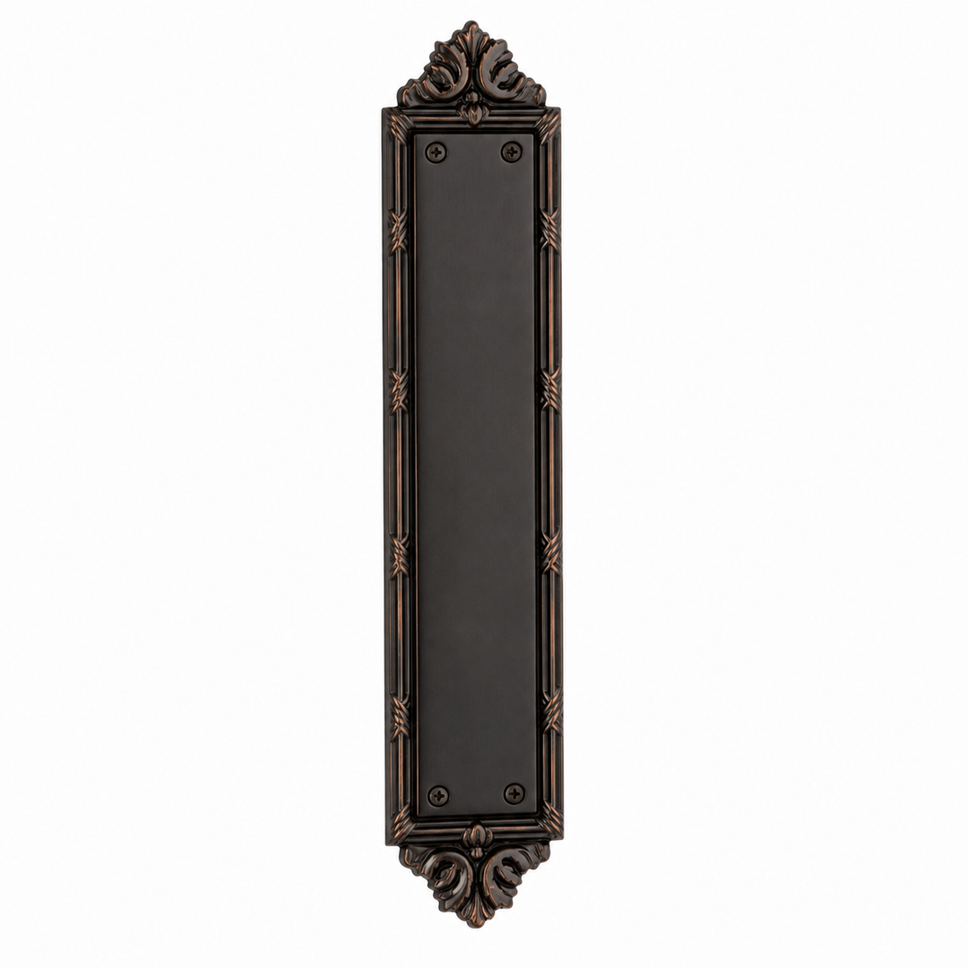 13 3/4 Inch Solid Brass Ribbon & Reed Push Plate