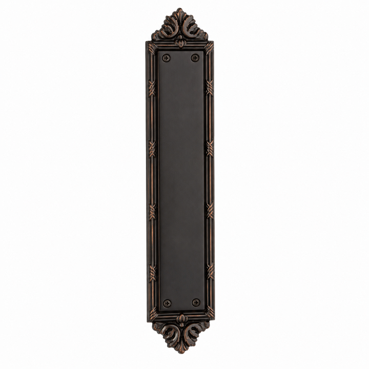 13 3/4 Inch Solid Brass Ribbon & Reed Push Plate