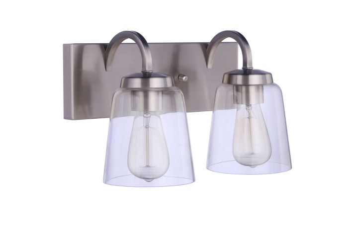 Antique Hardware Elsa 2 Light Vanity in Brushed Polished Nickel Bath and Vanity