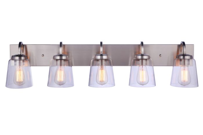 Antique Hardware Elsa 5 Light Vanity in Brushed Polished Nickel Bath and Vanity