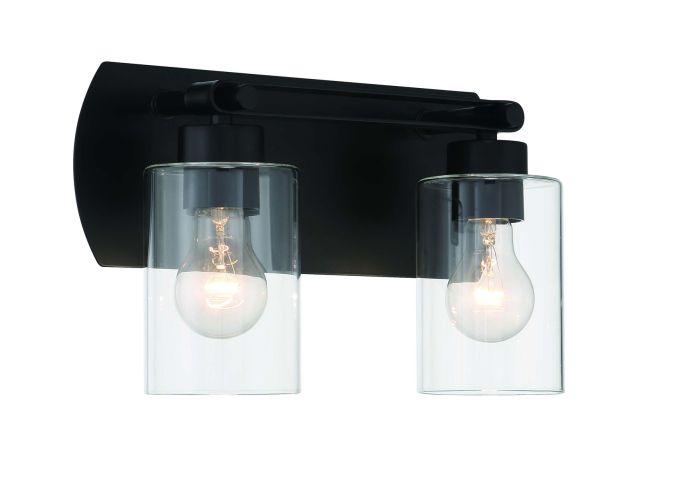 Antique Hardware Hendrix 2 Light Vanity in Flat Black Bath and Vanity