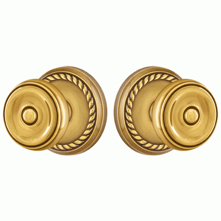EMTEK Emtek Solid Brass Waverly Door Knob Set With Rope Rosette