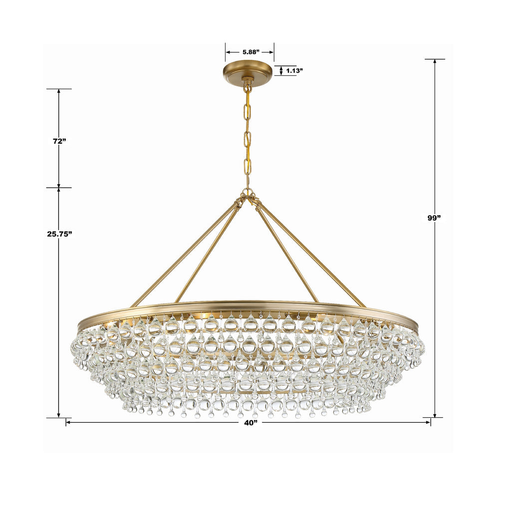 Crystorama Crystorama Calypso 8 Light Crystal Teardrop Vibrant Gold Chandelier