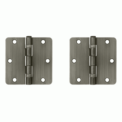 3 1/2 Inch x 3 1/2 Inch Ball Bearing Steel Hinge (Antique Nickel Finish) DELTANA