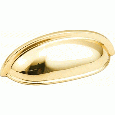 3 3/4 Inch (3 Inch c-c) Traditional Designs Cup Pull (Polished Brass Finish) SCHAUB