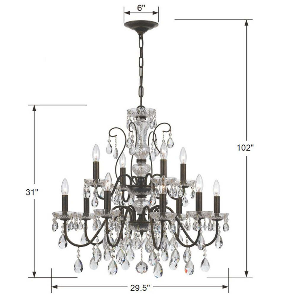 Crystorama Crystorama Butler 12 Light Spectra Crystal English Bronze Chandelier