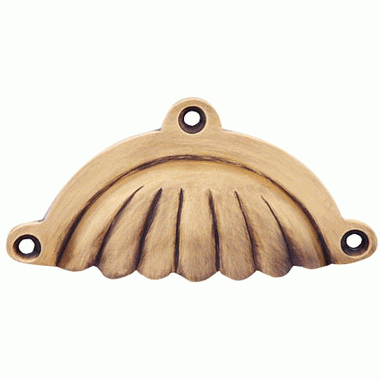 4 Inch Overall (3 1/2 Inch c-c) Solid Brass Scalloped Style Cup Pull