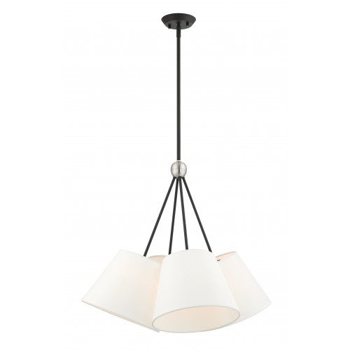 4 Light Black Shaded Chandelier Livex