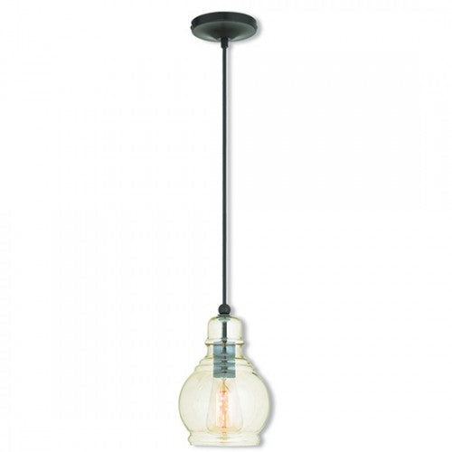 1 Light English Bronze Single Pendant Pendant Livex