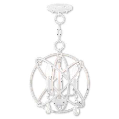 3 Light Antique White Chandelier/Ceiling Mount Livex