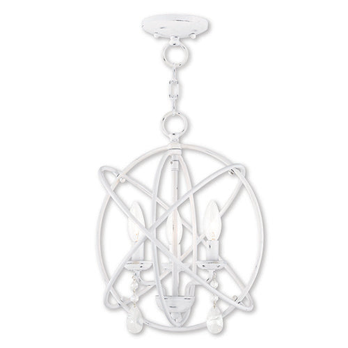 3 Light Antique White Chandelier/Ceiling Mount Livex