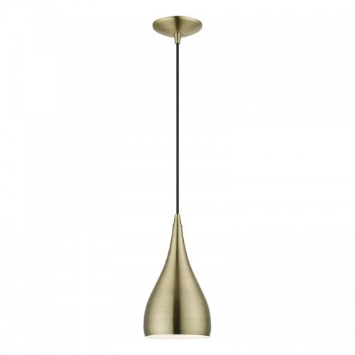 1 Light Antique Brass Pendant Pendant Livex