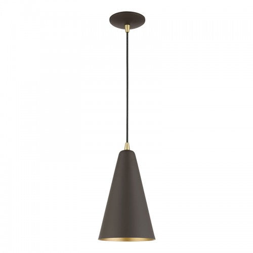 1 Light Bronze with Antique Brass Accents Mini Pendant Pendant Livex