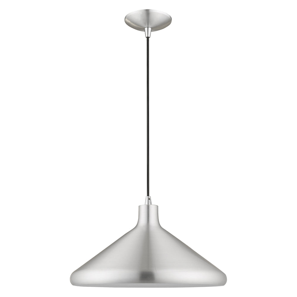 1 Light Brushed Aluminum Single Pendant Pendant Livex