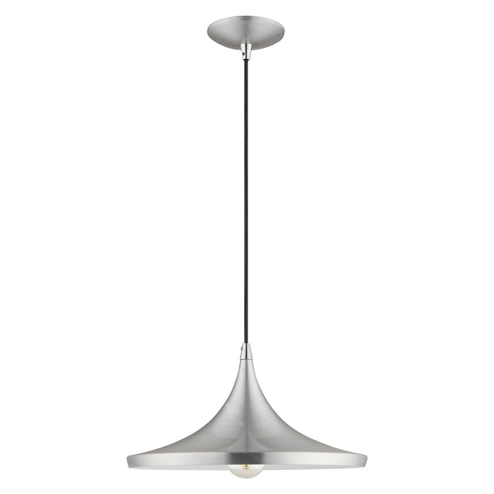 1 Light Brushed Aluminum Single Pendant Pendant Livex