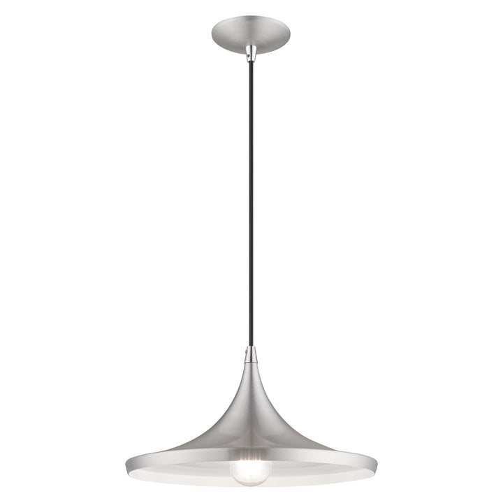 1 Light Brushed Aluminum Single Pendant Pendant Livex
