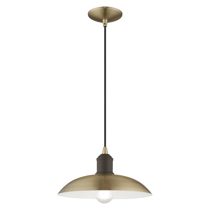 1 Light Antique Brass Single Pendant Pendant Livex