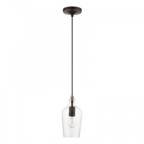 1 Light Bronze with Antique Brass Accent Mini Pendant Pendant Livex