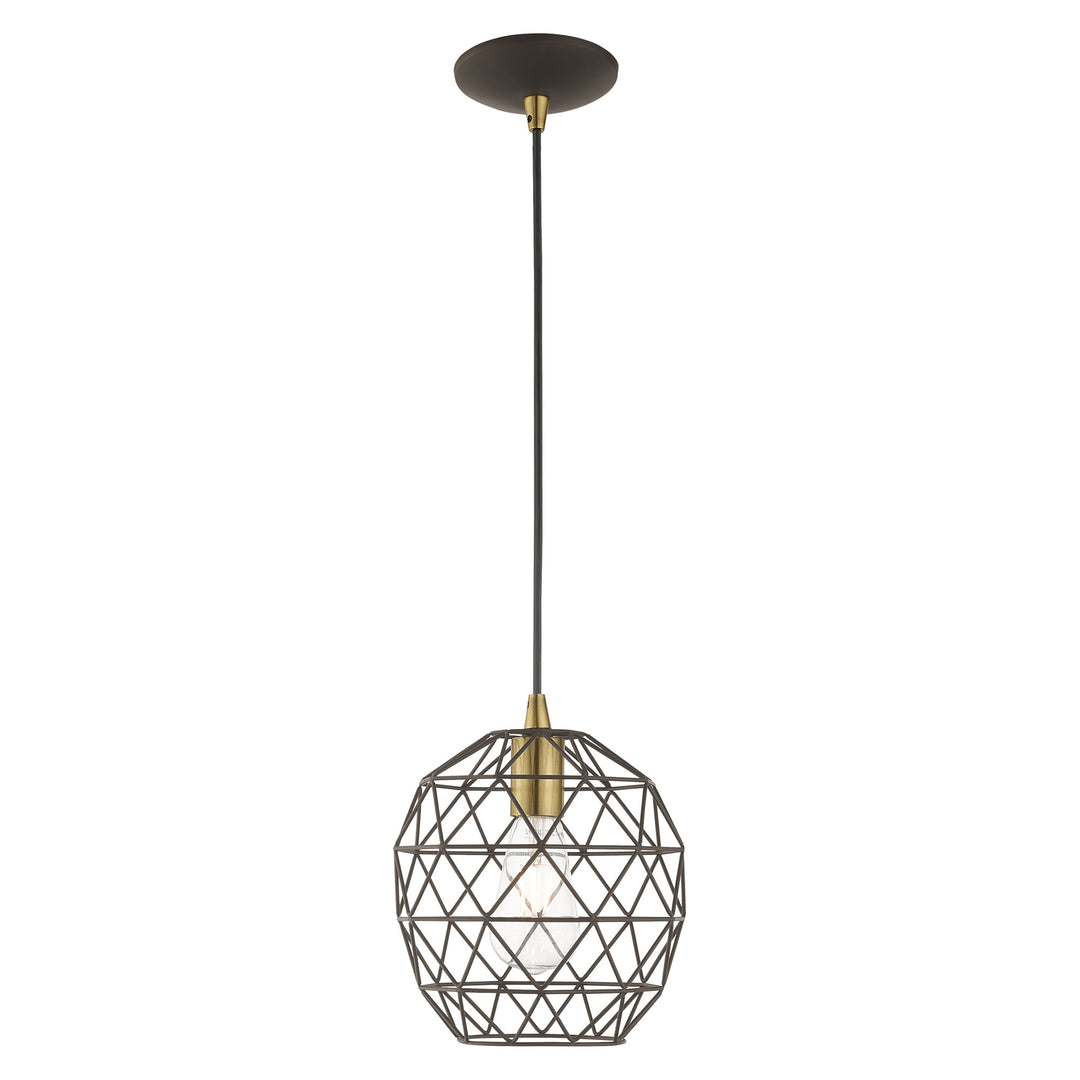 1 Light Bronze Single Pendant Pendant Livex