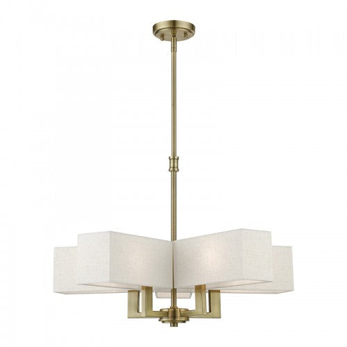 5 Light Antique Brass Chandelier Livex
