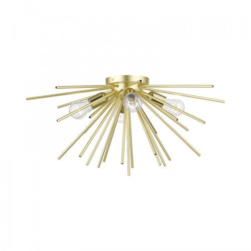 4 Light Soft Gold with Polished Brass Accents Large Flush Mount Livex