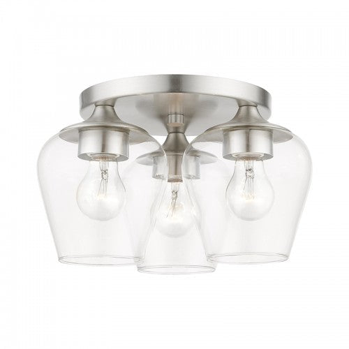 3 Light Brushed Nickel Flush Mount Livex