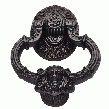 7 Inch (3 3/8 Inch c-c) Neptune Door Knocker in Solid Brass (Black Bronze Finish) COPPER MOUNTAIN HARDWARE