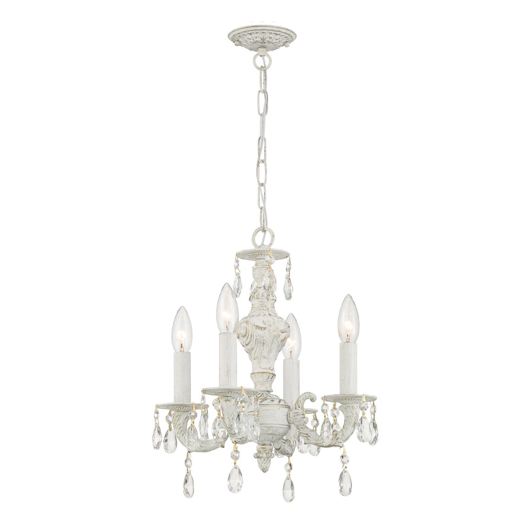 Crystorama Crystorama Paris Market 4 Light Swarovski Strass Crystal Antique White Mini Chandelier