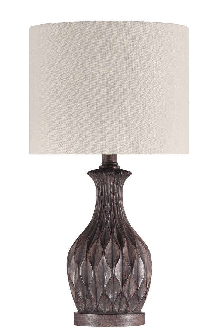 ##Antique Hardware## 1 Light Resin Base Table Lamp in Carved Painted Brown (2 Pack)