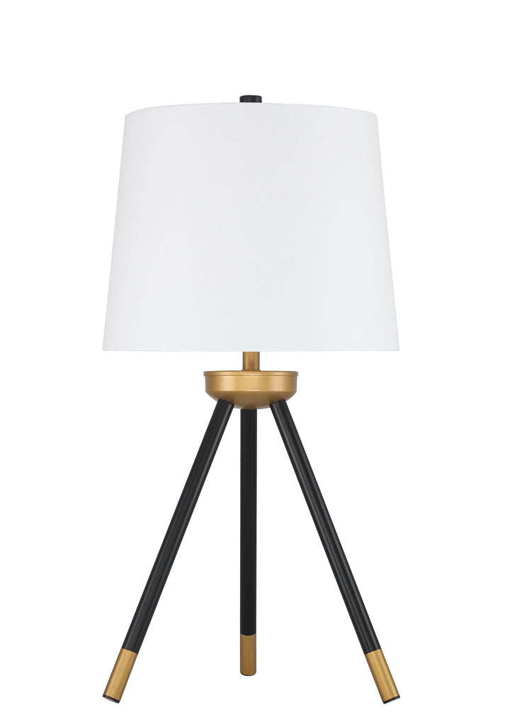 ##Antique Hardware## 1 Light Metal Tri-Pod Base Table Lamp in Painted Black/Gold (2 Pack)