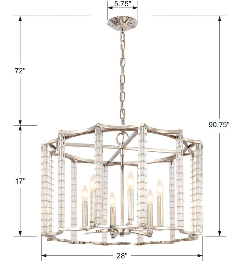 Crystorama Crystorama Carson 6 Light Polished Nickel Chandelier