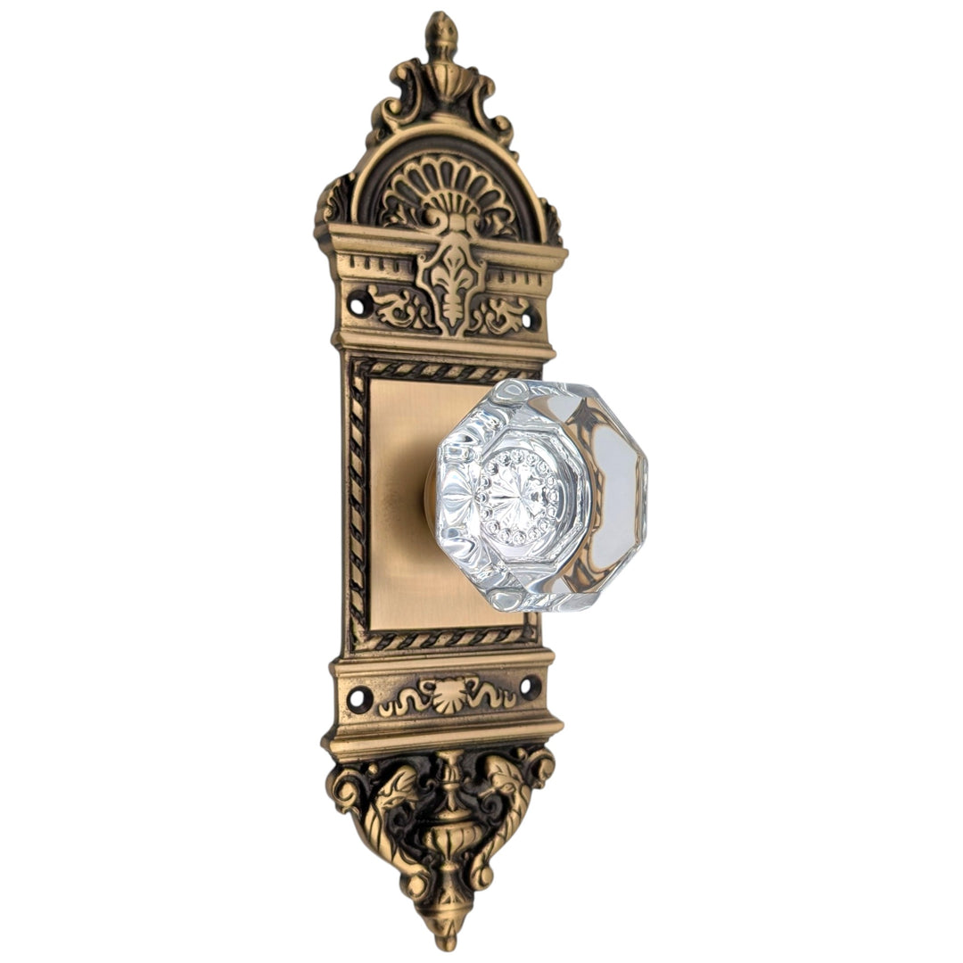 L'Enfant Backplate Door Set with Octagon Crystal Door Knobs (Several Finishes Available)