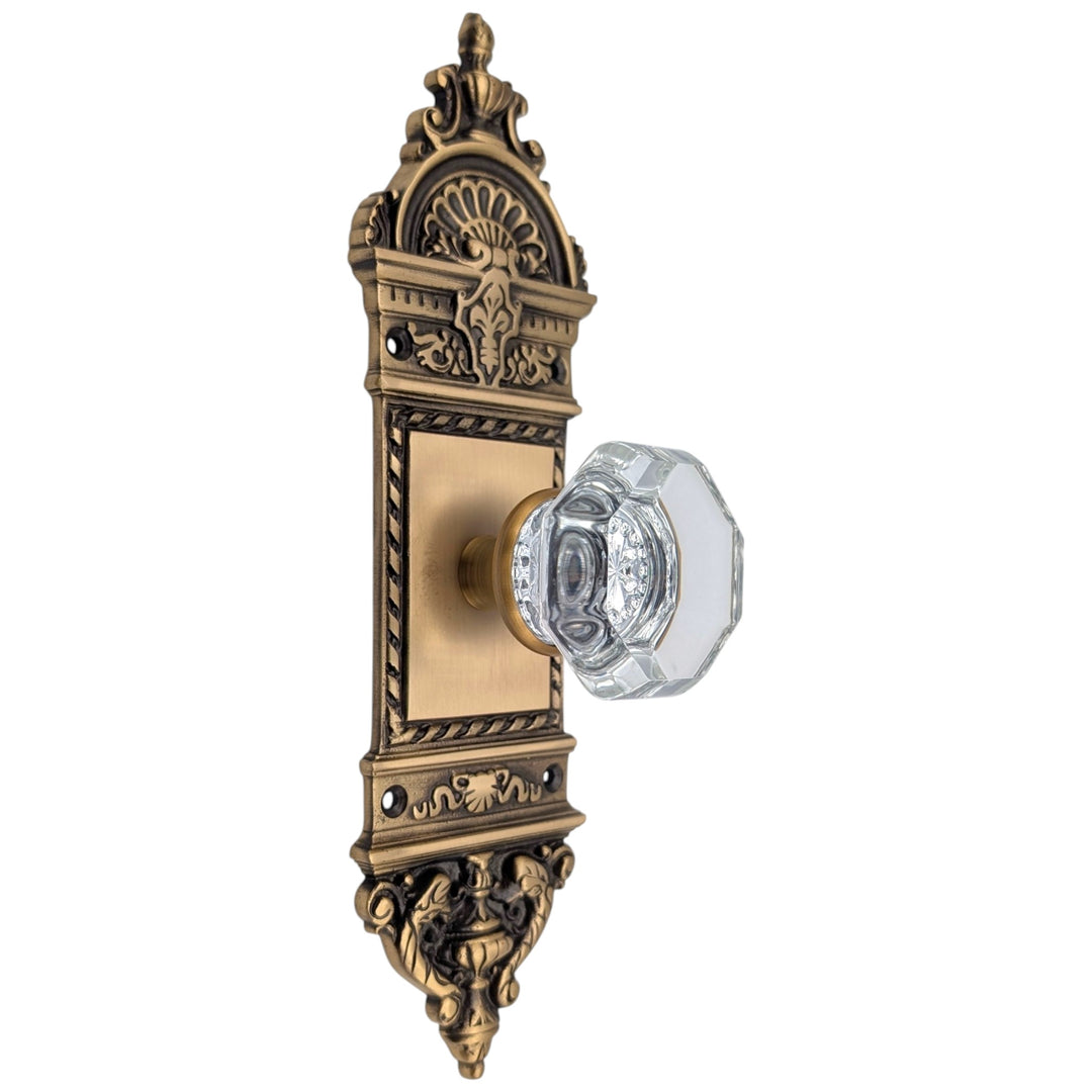 L'Enfant Backplate Door Set with Octagon Crystal Door Knobs (Several Finishes Available)