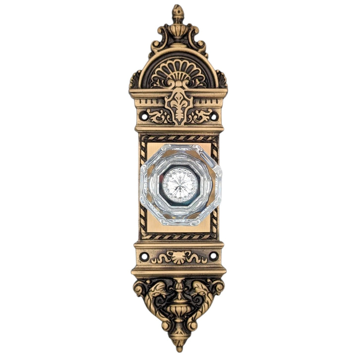 L'Enfant Backplate Door Set with Octagon Crystal Door Knobs (Several Finishes Available)