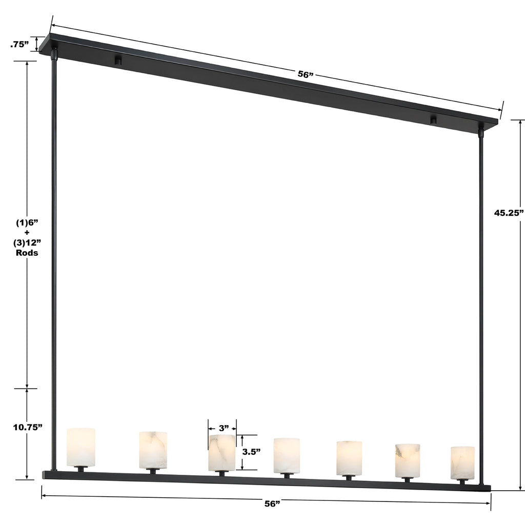 Crystorama Crystorama Aragon 7 Light Matte Black Chandelier