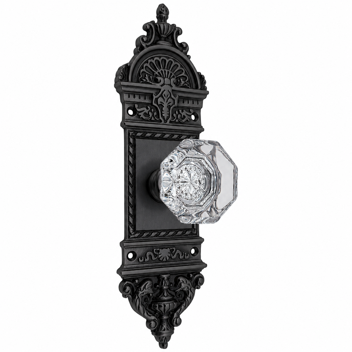L'Enfant Backplate Door Set with Octagon Crystal Door Knobs (Several Finishes Available)