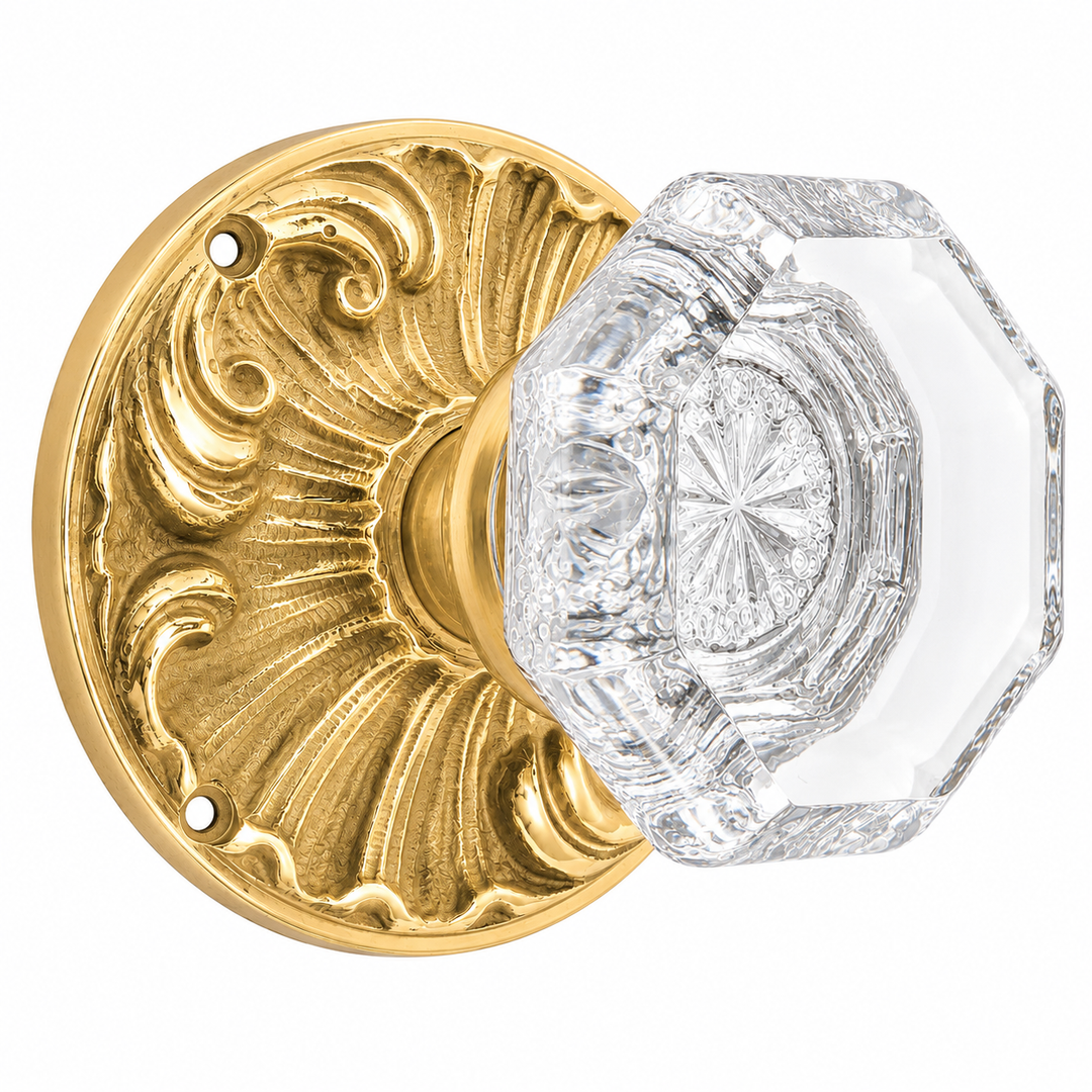 Romanesque Octagon Glass Door Knob