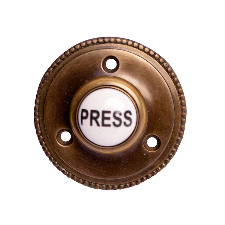 2 1/2 Inch Solid Brass Beaded Press Doorbell Button COPPER MOUNTAIN HARDWARE