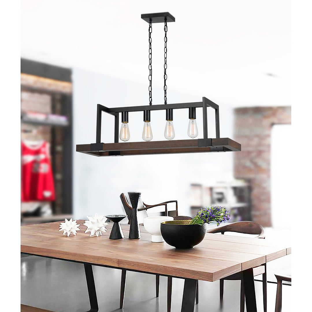 60W X 4 ANTONIO WOOD CHANDELIER (EDISON BULBS NOT INCLUDED) Cal Lighting